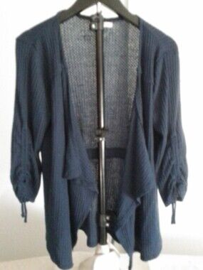 Navy Open-Front Knit Women’s Cardigan Sweater